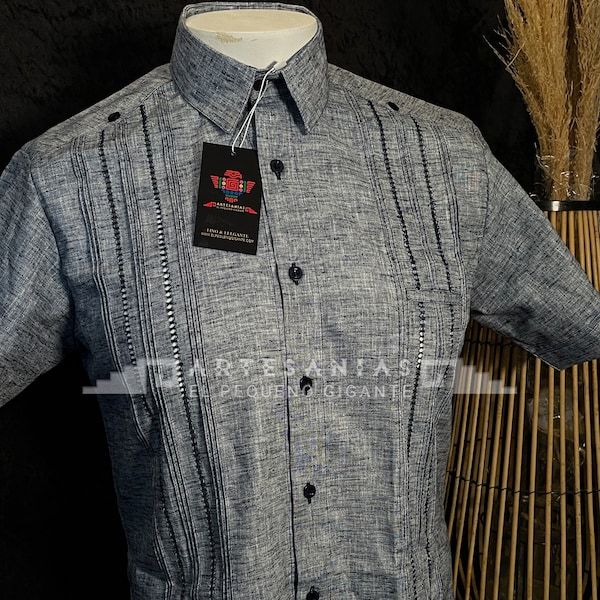 Men's Gray Linen Elegant dress shirt | Guayabera Gris Lino