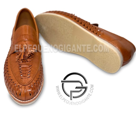 Loafer Mens Brown Shoes Handmade Mexican Huarache Slip on Leather Tassel Brown Leather Shoe Zapato Para Hombre Huarache De Piel Mexicano Etsy UK