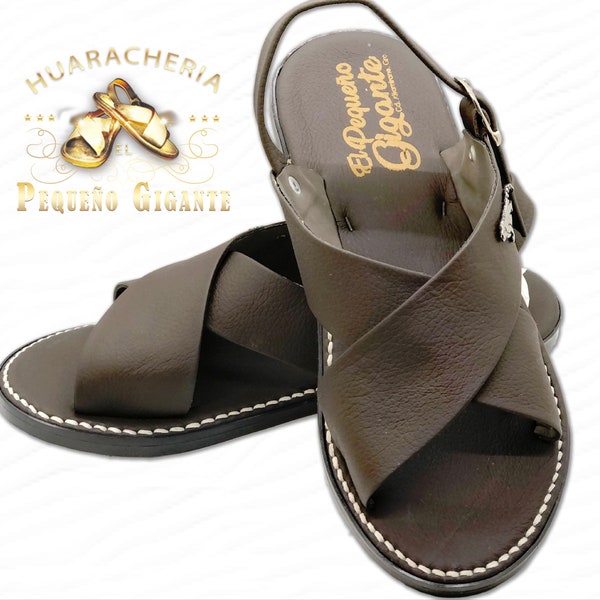 Huarache de Piel Cruzado Chocolate | Mexican Brown Leather Sandal Handmade