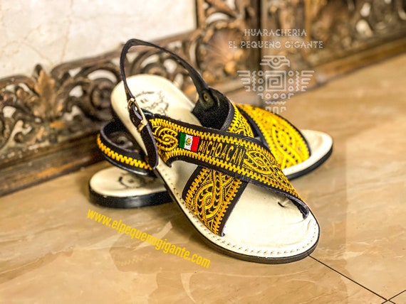 Michoacán Negro \u0026 Dorado Huarache Bordado Men's Mexican | Etsy Canada