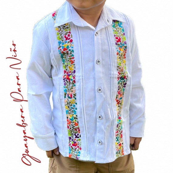 Guayabera blanca elegante de manga para niños camisa de - Etsy México
