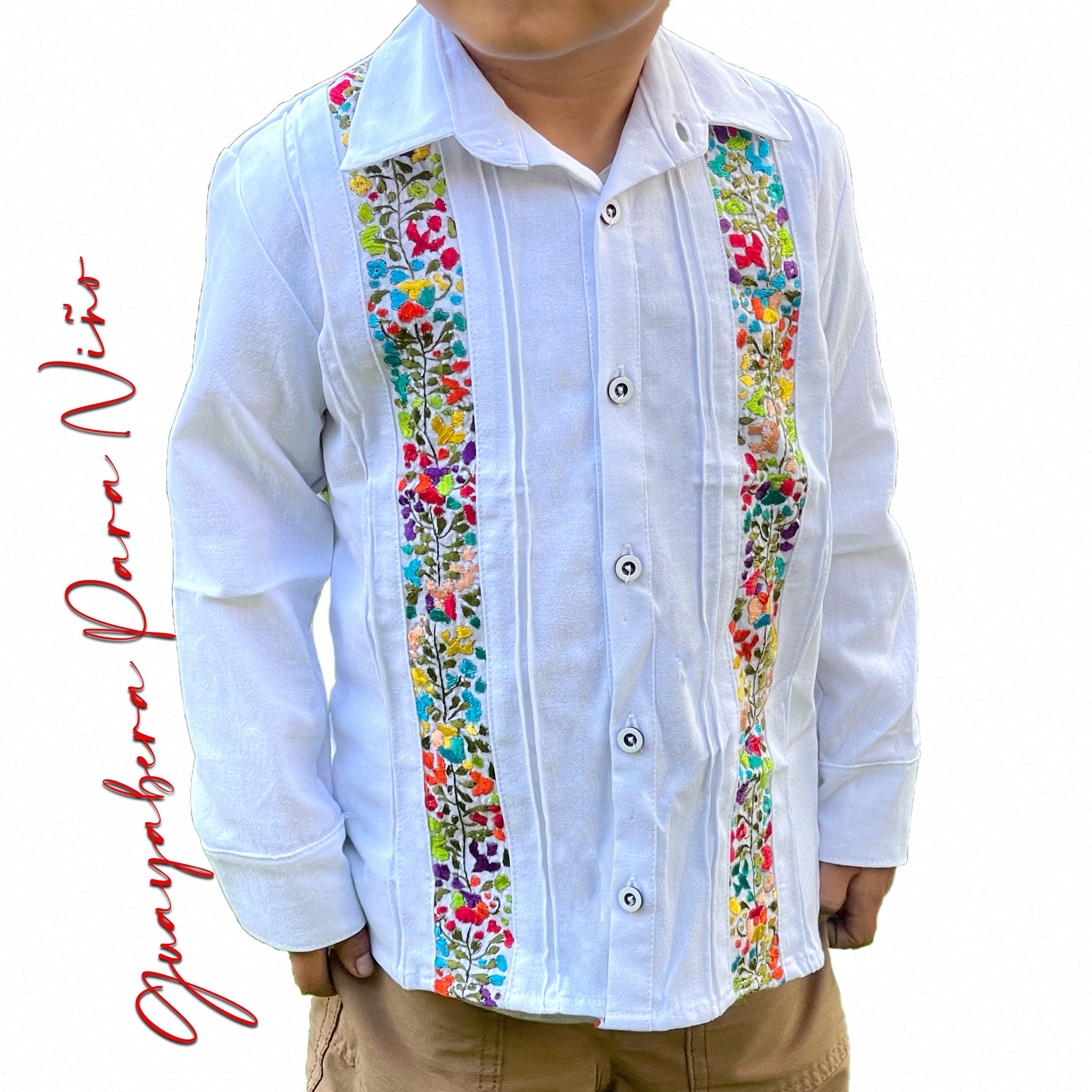 Guayabera elegante de manga larga niños camisa - España