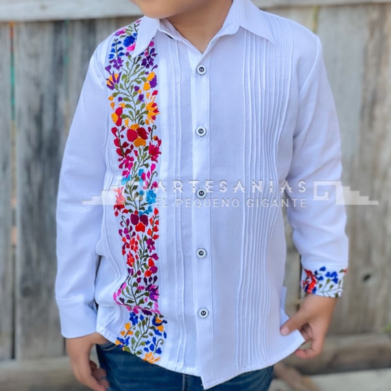 Guayabera blanca elegante de para niños camisa de Etsy México