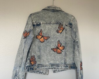 jean jacket with butterflies