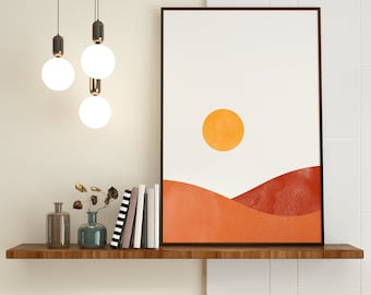 DIGITAL DOWNLOAD | Minimalist Print | Wall Art | Sunset Art | Warm color