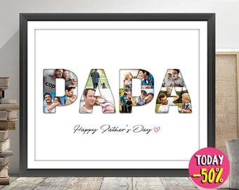 Collage photo papa cadeau personnalisé papa fête des pères anniversaire anniversaire grand-mère grand-mère papa maman maman impression texte personnalisé