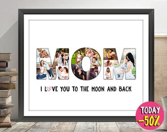 Collage photo maman, cadeau fête des mères, cadeau d'anniversaire de maman, cadeau personnalisé pour papa, collage photo personnalisé fête des pères, grand-mère, maman, papa