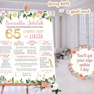 65.o cartel de cumpleaños para cumpleaños o aniversario hace 65 años cartel en 1959 impresión imprimible regalo personalizado descarga instantánea