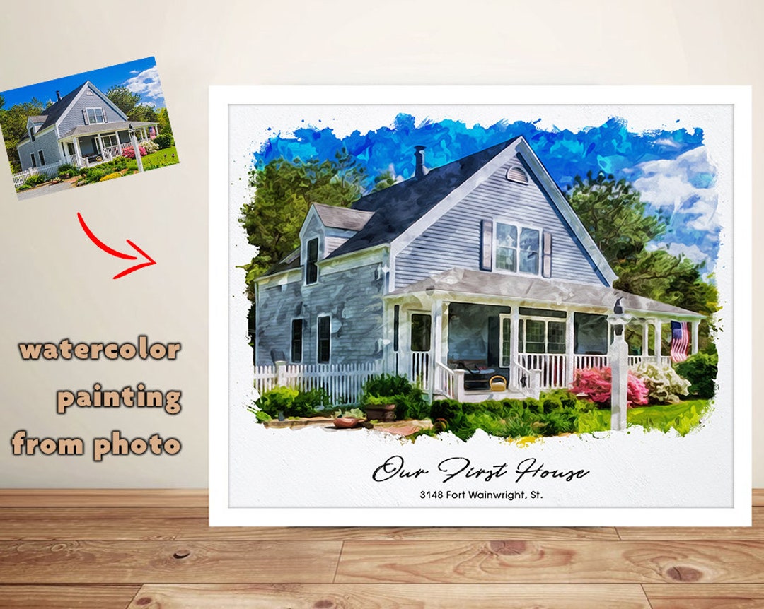 First House Watercolor 1st Home Custom Painting From Photo Personalized ...