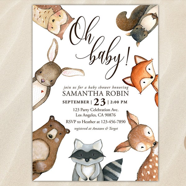 Woodland Animals Baby Shower Etsy