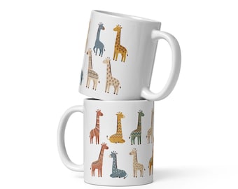 Giraffe Mug | Illustrated Safari Animal Coffee Cup | Minimalist Drinkware