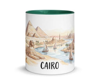 Kairo Aquarell Tasse | Ägypten Pyramiden, Nil Reise Souvenir