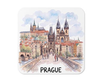 Prag Karlsbrücke Aquarell Untersetzer | Tschechien Souvenir Home Decor