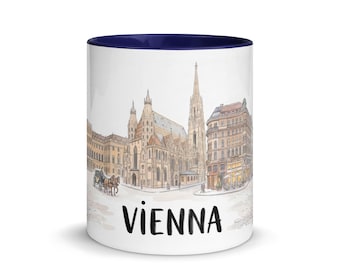 Wien Aquarell Strassenszene Tasse | Österreich Reise-Andenken-Kaffeetasse