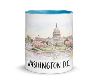 Washington DC Hauptstadt Becher | Aquarell Kirschblüten-Kaffeetasse