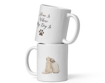 Home Is Where My Dog Is – Golden Retriever Cottagecore Bond Mug