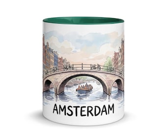 Amsterdam Aquarell Gracht Becher | Souvenir Kaffeetasse für Reisende