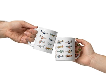 Kids Airplane Mug | Scandinavian Aviation Illustration Drinkware