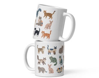 Scandinavian Cat Pattern Mug | Nordic Animal Coffee Cup
