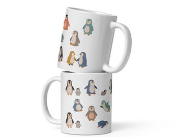 Penguin Family Mug | Scandinavian Mid-Century Illustration Coffee Cup