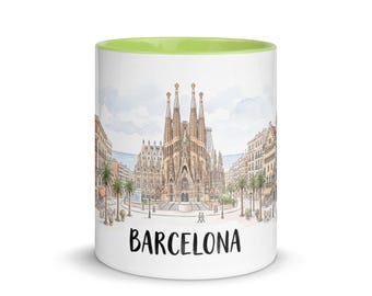 Barcelona Aquarell Tasse | Sagrada Familia Kaffeetasse, Spanien Reise-Andenken