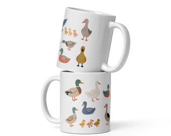 Scandinavian Duck Pattern Ceramic Mug | Nordic Farm Animal Coffee Cup