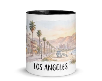 Los Angeles Aquarell Szene Tasse | Kalifornien Reise-Andenken-Kaffeetasse