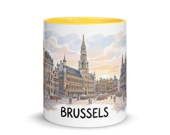 Brüssel Grand Place Aquarell Tasse | Belgien Reise-Andenken-Kaffeetasse
