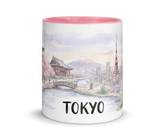 Tokyo Aquarell Szene Tasse | Japan Travel Souvenir, Kirschblüten Kaffeetasse