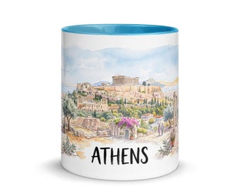 Athen Aquarell Tasse | Akropolis-Kaffeetasse, Griechenland-Reise-Andenken
