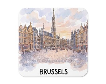 Brüssel Grand Place Aquarell Untersetzer | Belgien Travel Souvenir Trinkgefäß