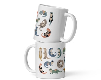 Otter Pattern Mug | Scandinavian Nordic Animal Illustration Cup
