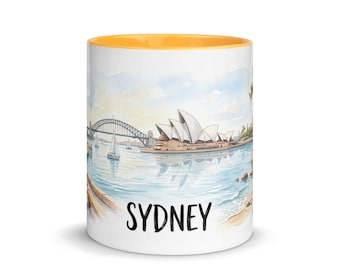 Sydney Aquarell Illustration Tasse | Opernhaus, Hafen Brücke Kaffee Tasse