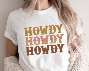 Howdy T-Shirt, Retro Western Rodeo Style, Unisex Fit