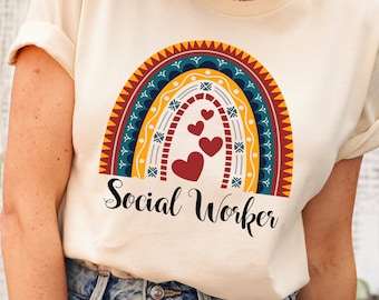 Rainbow Social Worker T-shirt, Unisex Bella Canvas Tee