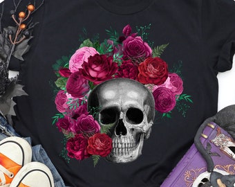 Boho Floral Sugar Skull T-shirt, Rebel Shirt