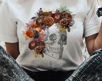 Dia de los Muertos T-Shirt: Sugar Skull Floral, Mexican Tee