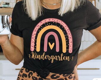 Rainbow Kindergarten Teacher Shirt, Boho Crewneck Tee