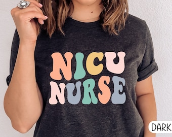Retro NICU Nurse Shirt, Groovy Neonatal ICU Tee