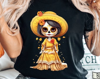 Cute La Catrina T-Shirt, Day of the Dead Sugar Skull Halloween Shirt
