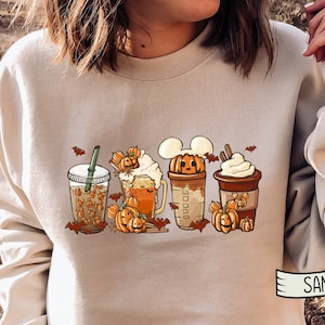 Fall Coffee Sweatshirt,Cute Halloween Fall Sweatshirt,Coffee Lover Shirt,Pumpkin Spice Latte Drink Cup,Coffee Lover,Thanksgiving fall Sweat