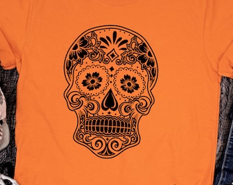 Floral Sugar Skull T-Shirt, Day of the Dead, Halloween