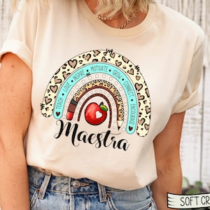 Maestra Rainbow shirt, Maestra Shirt, Spanish Teacher shirt, Maestra Bilingue, Bilingual Teacher, Latina shirt, SPANISH TEACHER SHIRTS