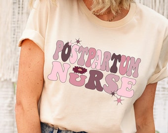 Postpartum Nurse Shirt, Retro Mother Baby RN Nursing Tee