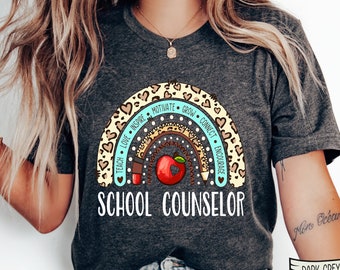 School Counselor T-Shirt, Teacher Gift, Rainbow Graphic Tee