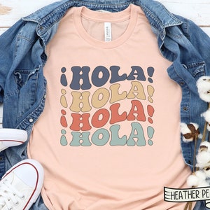 RETRO Hola Tee,Latina Shirt,Latina Retro Shirt,Latina Woman Shirt,Retro Shirt,Latina Girl Shirt,Cool Latina,Cute Latina Shirt Groovy Hola