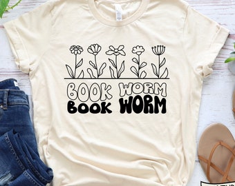 Retro Bookworm T-Shirt, Floral Reader Gift