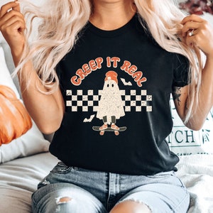 Creep it Real Shirt, Retro Halloween Unisex Colors shirt, Ghost Halloween Shirt, Witch Shirt, Retro Fall Shirt, Fall Shirt,Creep it Real Tee