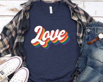 Love Is Love Shirt, Rainbow Pride Softstyle Unisex Tee