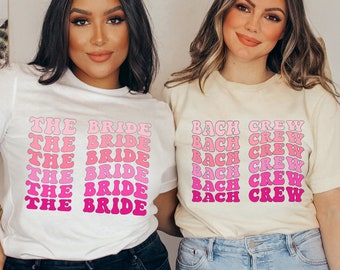 Retro Bachelorette Party Shirts, Bridal Crew Matching T-Shirts